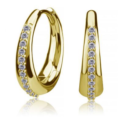 GOLD-PLATED EARRINGS WITH A ROW OF CRYSTALS