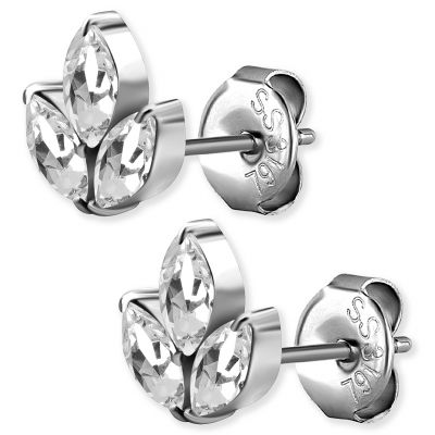 EARRING WITH 3 CUBIC ZIRCONIA LEAVES