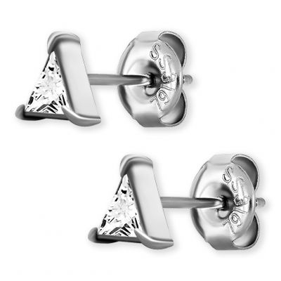 EARRINGS WITH CUBIC ZIRCONIA TRIANGLES