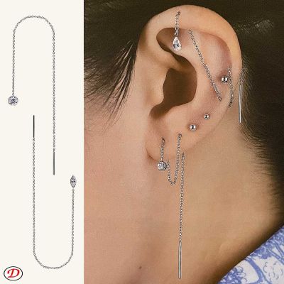 BOUCLE D'OREILLE AVEC CHAÎNE ET BRILLANT