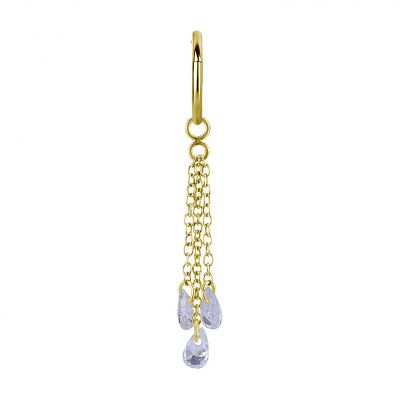 GOLDENER OHRRING UND CHARM MIT KETTEN UND ZIRKONIA-KRISTALLEN