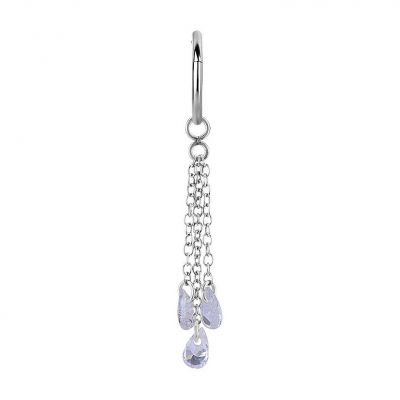 OHRRING UND CHARM MIT KETTEN UND ZIRKONIA-KRISTALLEN