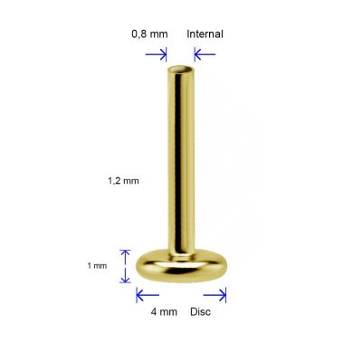 GOLD-TITANIUM LABRET WITH INTERNAL THREAD