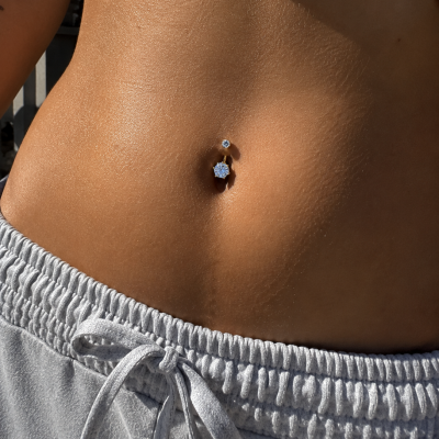 BAUCHNABELPIERCING AUS MASSIVEM GOLD MIT KRISTALL