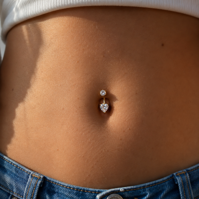HEART-SHAPED BELLY BUTTON JEWELRY IN GOLD