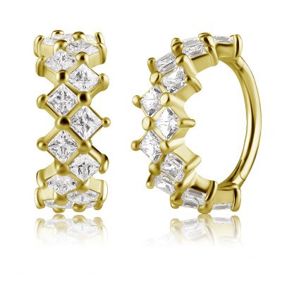 SOLID GOLD CLICKER JEWEL WITH SQUARE-CUT CRYSTALS