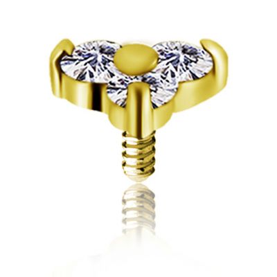 GOLD ACCESSORY FOR PIERCING WITH THREE CRYSTALS