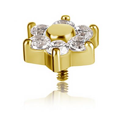 FLOR CON CRISTALES Y ORO PARA PIERCING