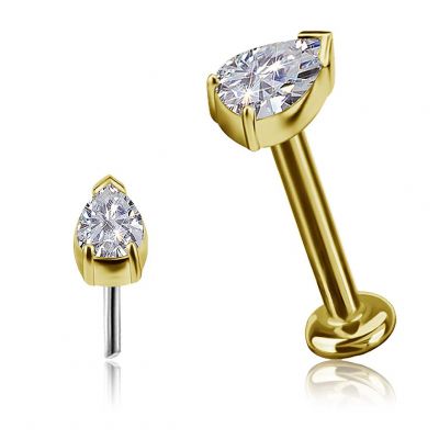 LABRET THREADLESS EN OR MASSIF AVEC DIAMANT LAB