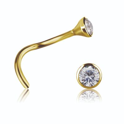 PIERCING DA NASO IN ORO MASSICCIO CON CRISTALLO BIANCO