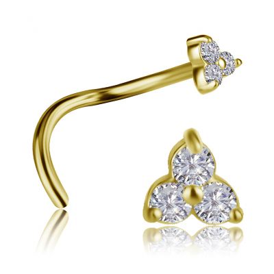 SOLID GOLD TRINITY NOSE JEWELRY