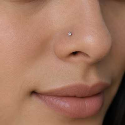 SOLID WHITE GOLD NOSE PIERCING WITH LAB-GROWN DIAMOND