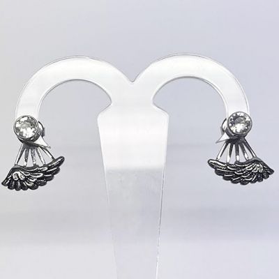 EARRINGS WITH CRYSTAL AND WING