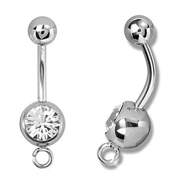 PIERCING NOMBRIL AVEC ANNEAU ET CRISTAL PREMIUM