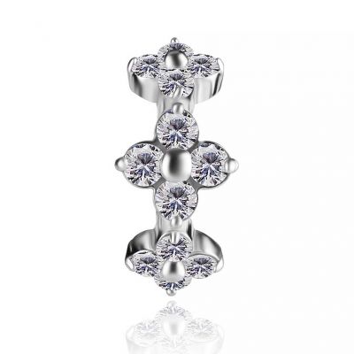 OVAL NAVEL PIERCING WITH CRYSTAL FLOWERS