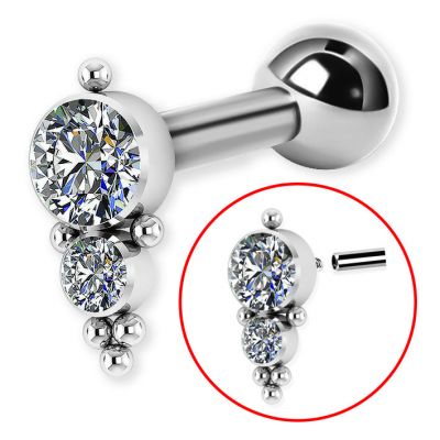 2 PREMIUM CRYSTALS AND BAR WITH INTERNAL THREAD