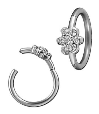 HELIX CLICKER PIERCING MIT KRISTALLBLUME