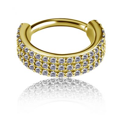 GOLDEN CLICKER RING WITH CRYSTALS FOR HELIX PIERCING