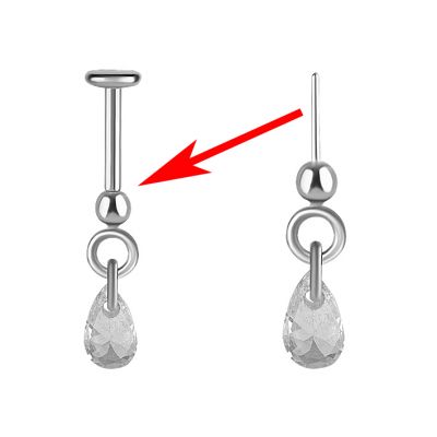 FADENLOSES LABRET-PIERCING MIT KRISTALLANHÄNGER