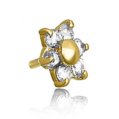 FLEUR AVEC CRISTAUX ET OR POUR PIERCINGS