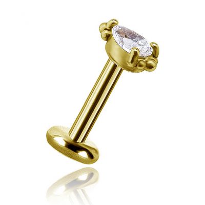 YELLOW GOLD JEWEL WITH ZIRCONIA CRYSTAL DROP