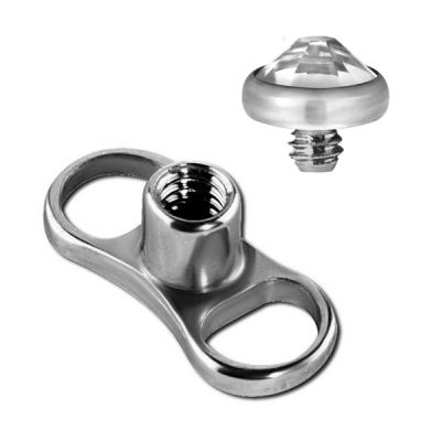 MICRODERMAL PIERCING WITH SYMMETRICAL BASE AND CRYSTAL