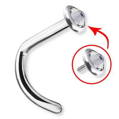 NOSE PIERCING WITH FLAT PREMIUM CRYSTAL 