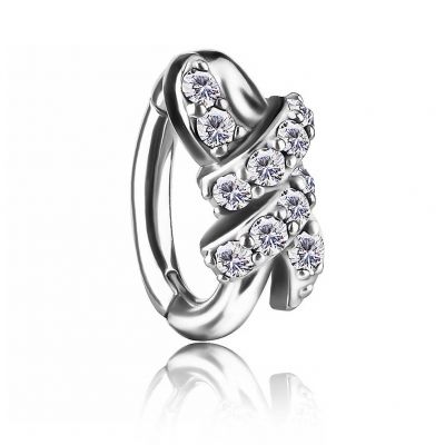 PIERCING OVALE POUR NOMBRIL AVEC ZIRCONE CUBIQUE