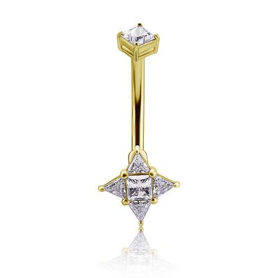 PIERCING DE NOMBRIL DORÉ AVEC ÉTOILE DE CRISTAL