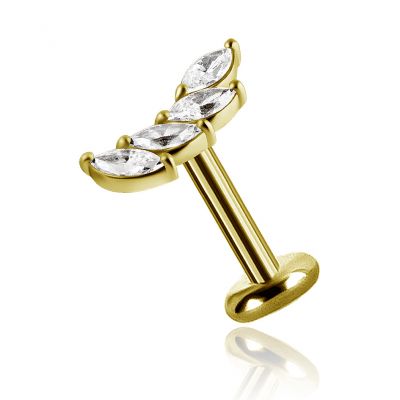 GIOIELLO IN ORO CON 4 FOGLIE DI CRISTALLO