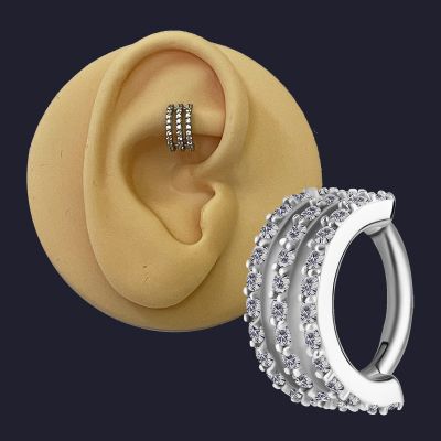 CLICKER JEWEL WITH THREE ROWS OF CRYSTALS