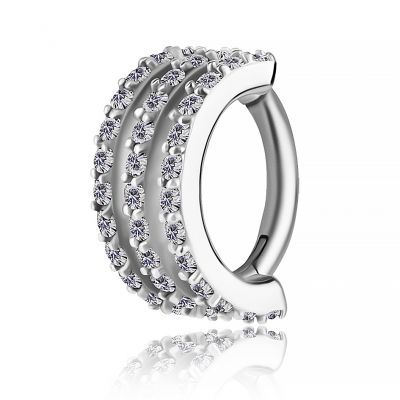 CLICKER JEWEL WITH THREE ROWS OF CRYSTALS