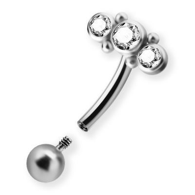 EYEBROW PIERCING WITH 3 PREMIUM CRYSTALS