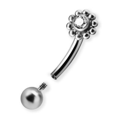 PIERCING SOURCIL AVEC FLEUR ET CRISTAL PREMIUM