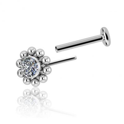 JOYA PIERCING OREJA Y LABIO CON CRISTAL Y PEQUEÑAS ESFERAS