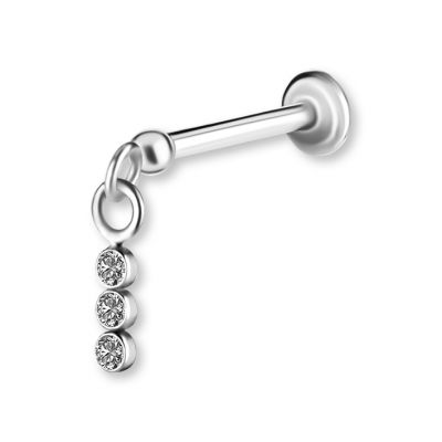 PIERCING CON TRES CRISTALES COLGANTES PARA HELIX Y LÓBULO
