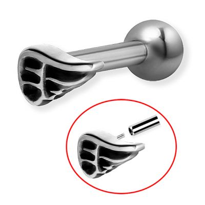 TRAGUS PIERCING WITH STEEL WING
