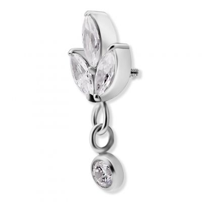 COMPONENT WITH THREE CRYSTAL LEAVES AND A PENDENT ONE