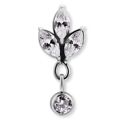 COMPONENT WITH THREE CRYSTAL LEAVES AND A PENDENT ONE