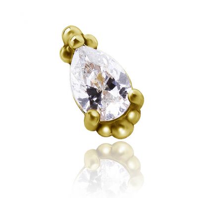 BIJOU EN OR MASSIF EN FORME DE GOUTTE AVEC ZIRCONE PREMIUM