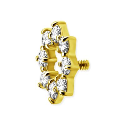 GOLD MICRODERMAL WITH CRYSTALS AND EXTERNAL THREAD