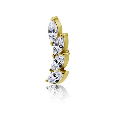 GOLDEN PIERCING REPLACEMENT WITH CUBIC ZIRCONIA CRYSTALS
