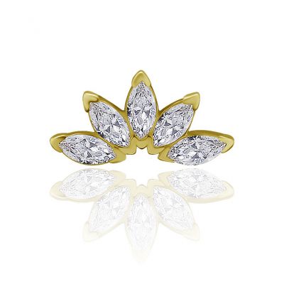 REPLACEMENT GOLD PIERCING WITH ZIRCONIA LOTUS FLOWER