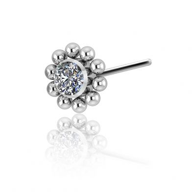 THREADLESS PIERCING REPLACEMENT WITH CRYSTAL AND SMALL SPHERES