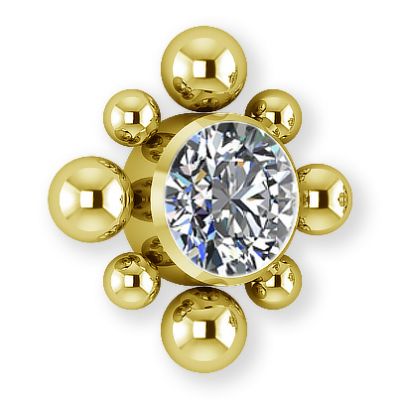 GOLD SUN WITH CRYSTAL AND EXTERNAL THREAD