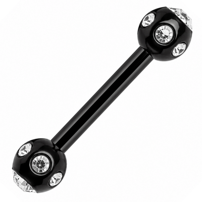 PIERCING PER IL CAPEZZOLO NERO CON CRISTALLI
