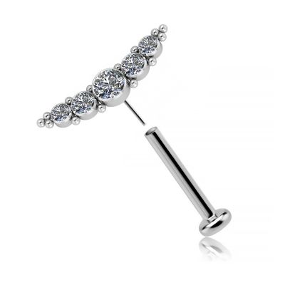 THREADLESS LABRET WITH ARCH-SHAPED REPLACEMENT WITH WHITE CRYSTALS