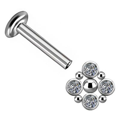 LABRET PIERCING WITH CRYSTAL RHOMBUS ACCESSORY