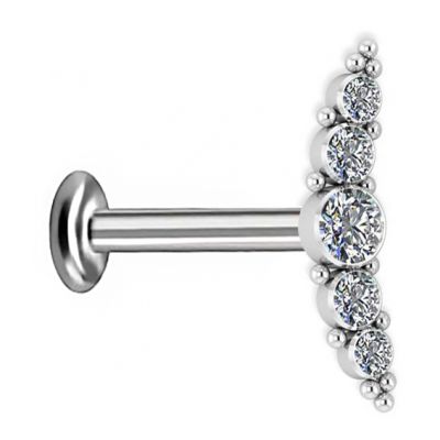 LABRET-PIERCING MIT FÜNF KRISTALLEN, GEBOGENES ACCESSOIRE