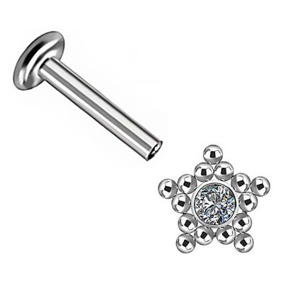 LABRET PIERCING WITH CRYSTAL STAR ACCESSORY
